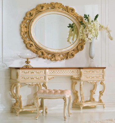 Wall mirror mirror luxury wood gold baroque bedroom oval 154x127