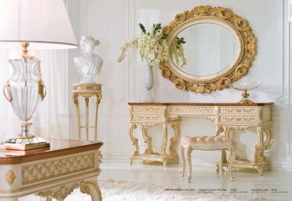 Wall mirror mirror luxury wood gold baroque bedroom oval 154x127