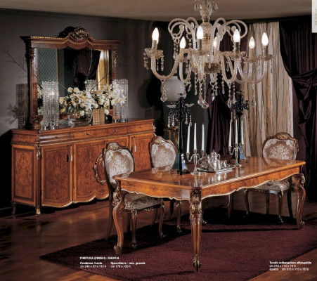 Dining table extendable corner wood large brown baroque dining room