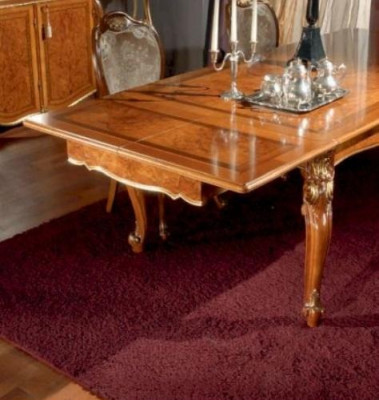 Dining table extendable corner wood large brown baroque dining room