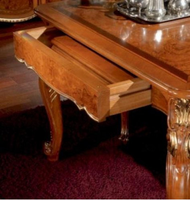 Dining table extendable corner wood large brown baroque dining room