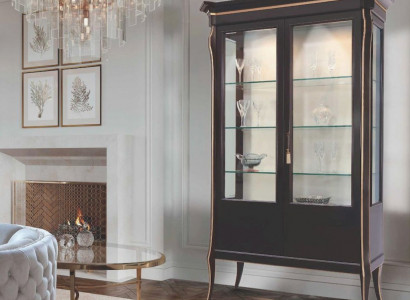 Display cabinets showcases luxury cabinet living room wood black glass