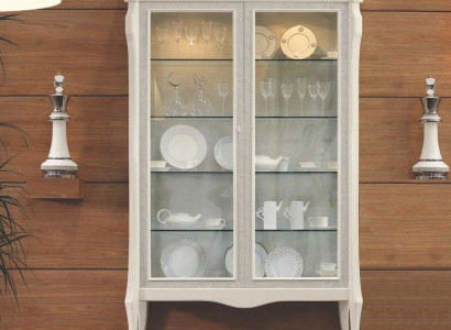 Luxury display cabinet with doors, cabinets, display case, living room, wood, white
