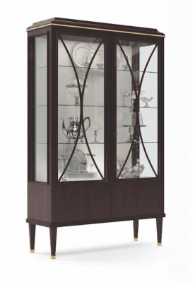 Display cabinets brown vitrines luxury cabinet wood glass living room