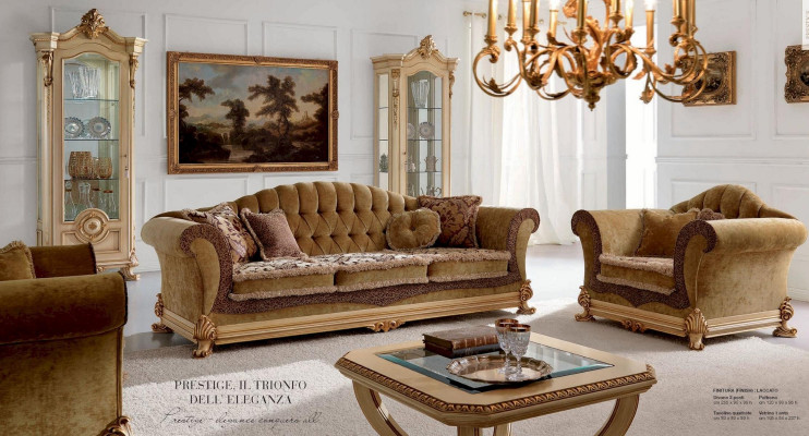 Armchair Luxury Seat Wingback Chair Upholstery Brown Living Room Furniture Baroque
