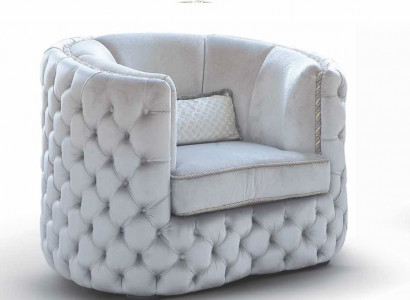 Chesterfield Armchair 1-Seater Fabric Cocktail Chair Luxury Grey