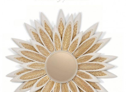 Wall mirror, mirror, flower, round, luxury, bedroom, gold, wood, modern