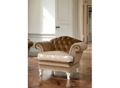 Armchair 1-seater Chesterfield Living Room Brown Polyester Fabric