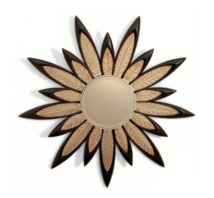 Wall mirror, mirror, flower, round, luxury, bedroom, wood, modern, black