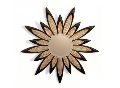Wall mirror, mirror, flower, round, luxury, bedroom, wood, modern, black