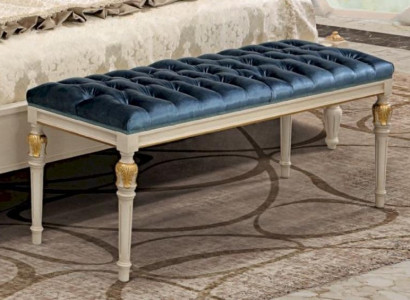 Chesterfield Stool Seat Cushion Bench Upholstery Fabric Wood Blue
