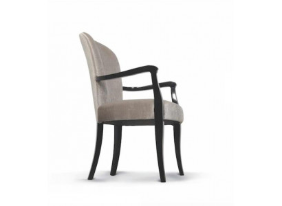 Chair with armrests, kitchen chair, dining chair, wood, fabric, gray