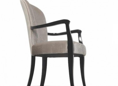 Chair with armrests, kitchen chair, dining chair, wood, fabric, gray