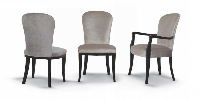Chair without armrests dining chair kitchen chair wood gray fabric