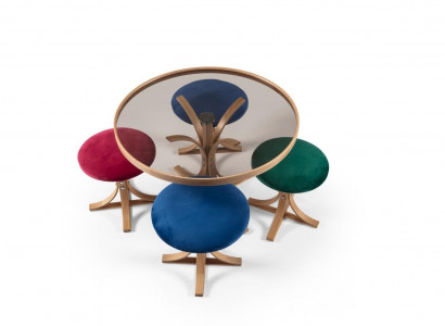 Complete coffee table with 4 stools luxury furniture designer furnishings coffee table