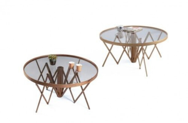 Designer living room set 2x round coffee tables luxury furniture