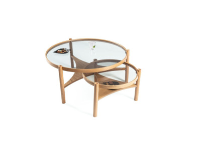 Living room set 2 pcs round 2x coffee tables modern designer furnishings