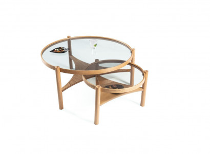Living room set 2 pcs round 2x coffee tables modern designer furnishings