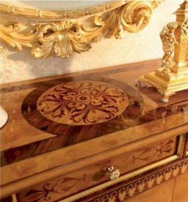Chest of drawers, mirror, sideboard, gold, wood, living room, furniture, cabinet