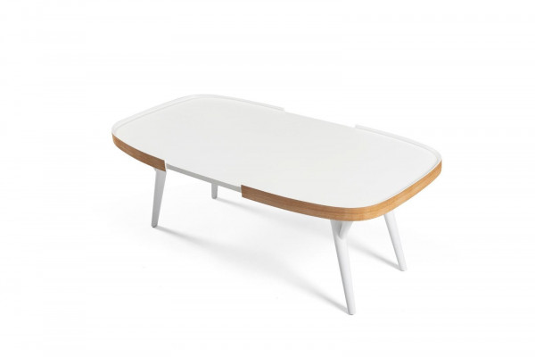 Wood White Coffee Table Living Room Designer Modern Furniture