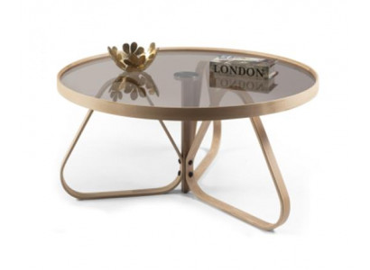 Designer coffee table luxury glass table round living room wooden table