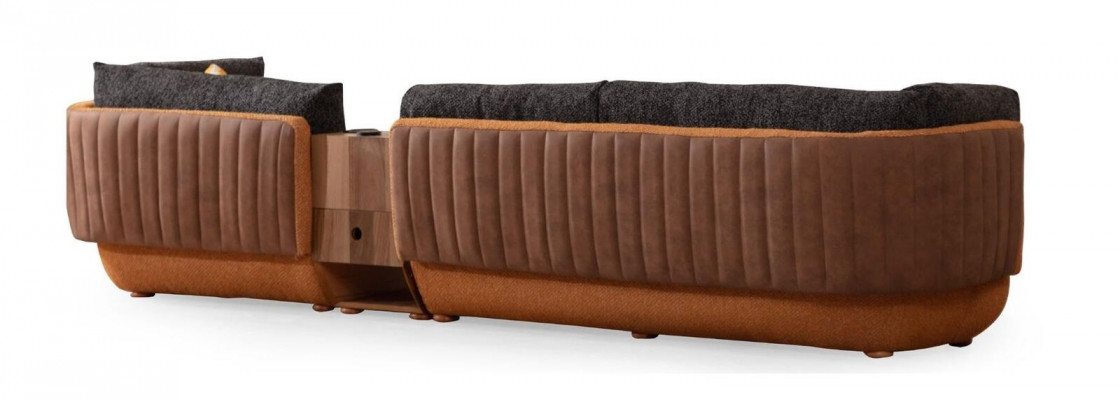 Modern orange corner sofa L-shape living room sofa designer wood couches