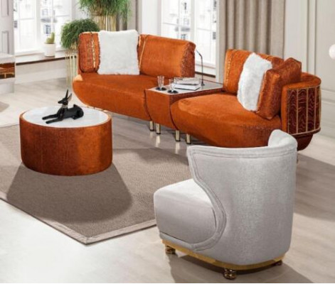 Orange living room table-sofa designer armchair luxurious coffee table set