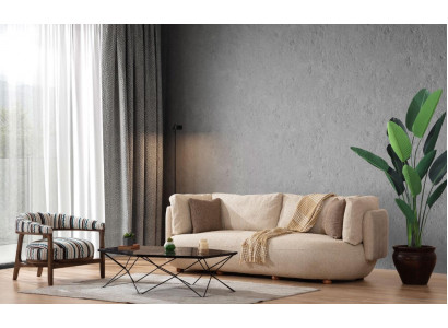 Stylish living room sofa set, modern beige three-seater armchair, 2-piece set