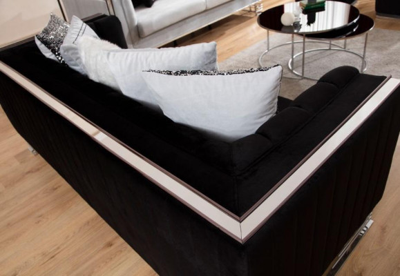 White-Black Sofa Set Living Room Sofas Three-Seater Upholstered Armchair