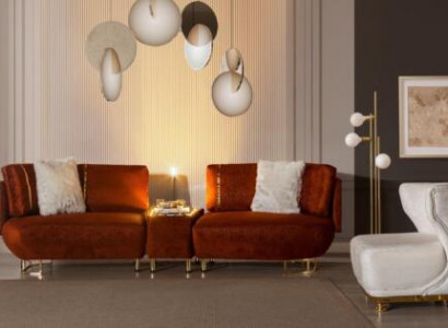Oranges Sofa With a Table Designer 3-Seater Living Room Luxury Furniture