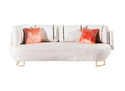 White Stainless Steel Three-Seater Modern Upholstered Couches Living Room Seat