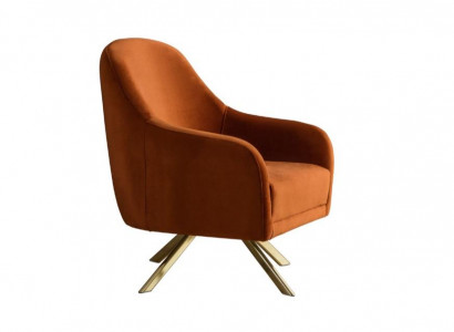 Orange armchair with stainless steel legs, modern single-seater upholstery furniture