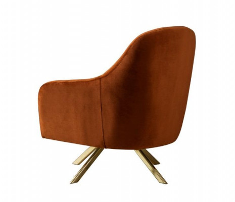 Orange armchair with stainless steel legs, modern single-seater upholstery furniture