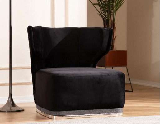 Modern upholstered armchair black recliner living room stainless steel feet