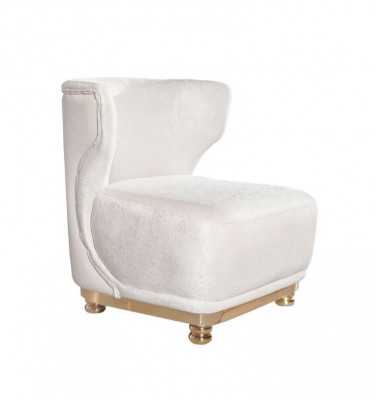 Designer White Armchair Living Room Comfort Armchair Upholstered Recliner Chair