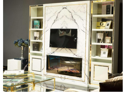 Wall unit RTV lowboard TV stand white luxury gold vittinen wood modern