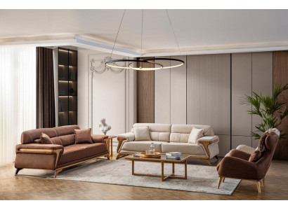 Stylish living room set consists of 2x 3-seater sofas and 2x armchairs, 4 pieces.