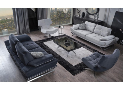 Living room multicolor set consists of 2x 3-seater sofas and 2x armchairs.