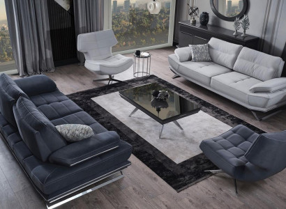 Living room multicolor set consists of 2x 3-seater sofas and 2x armchairs.