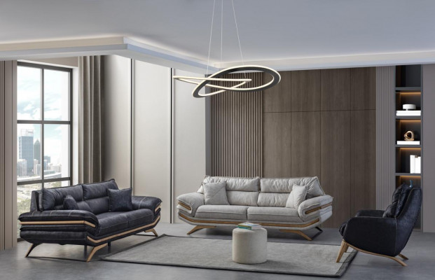 Exclusive living room set consists of two 3-seater sofas and an armchair, 3 pieces.