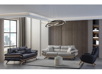 Exclusive living room set consists of two 3-seater sofas and an armchair, 3 pieces.