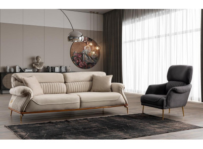 Modern living room set consisting of 3-seater sofa and armchair novelty.