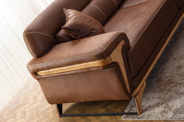 Stylish 3-Seater Sofa Exclusive Brown Color Luxury Furniture in Living Room