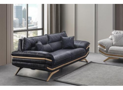 Stylish 3-seater sofa exclusive black color luxury furniture in living room