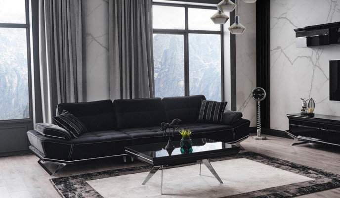 Modern black color 3-seater sofa comfort and style in one ensemble