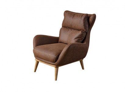 Exclusive armchair brown color elegant furniture faux leather upholstered furniture