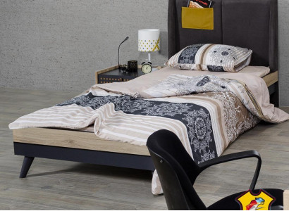 Bed wood beds bed frame youth room children's room black single bed