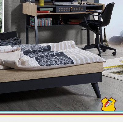 Bed wood beds bed frame youth room children's room black single bed