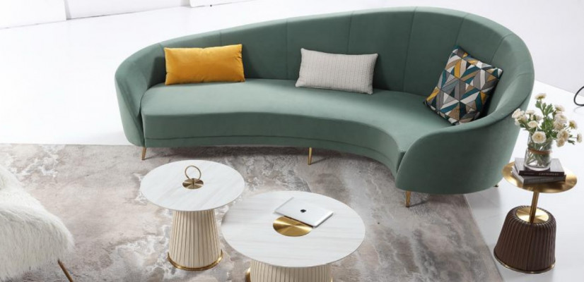Round Sofa + Coffee Table Modern Sofa Living Room Coffee Table Furniture Complete Set