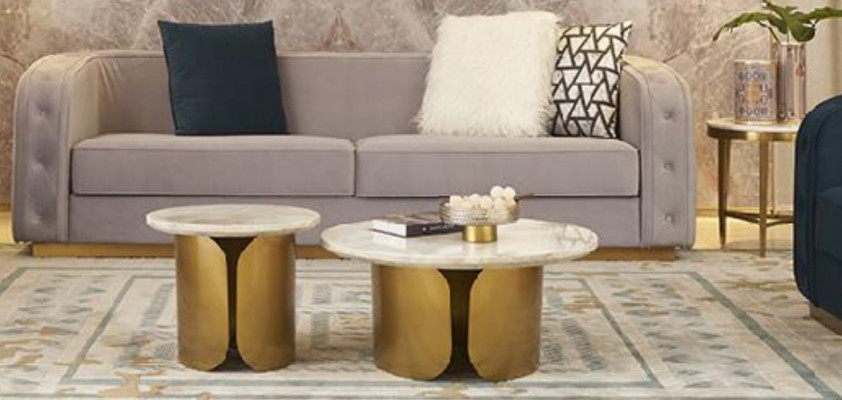 Coffee Table Set 2-Piece Set Suite Coffee Table Tables Designer Round 2-Piece Coffee Table